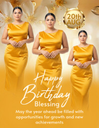 Orange Joyful Happy Birthday Flyer (us Letter) template