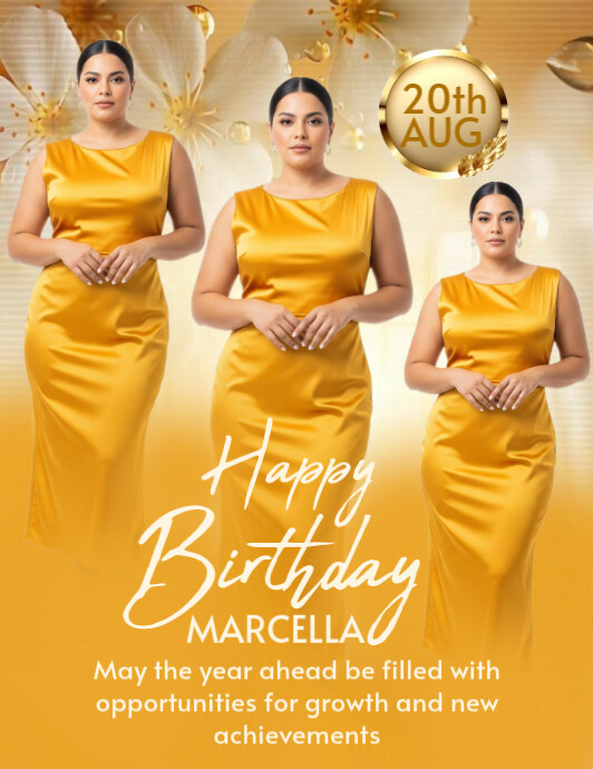 Orange Joyful Happy Birthday Flyer (us Letter) Pamflet (VSA Brief) template