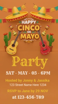Orange Joyful Happy Cinco De Mayo Party Instagram Story template
