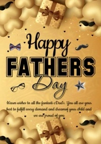 Orange Joyful Happy Fathers Day Wishes A1 template