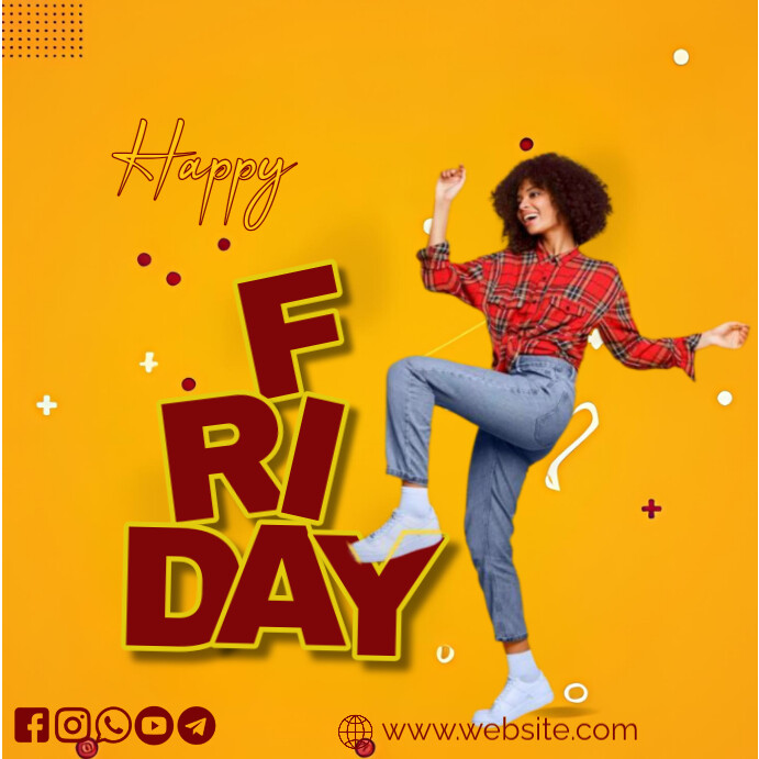Fun Friday Engaging Posts Orange Joyful Happy Friday Social Media Instagram Post Template ...