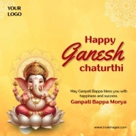 Orange Joyful Happy Ganesh Chaturthi Instagram Post template