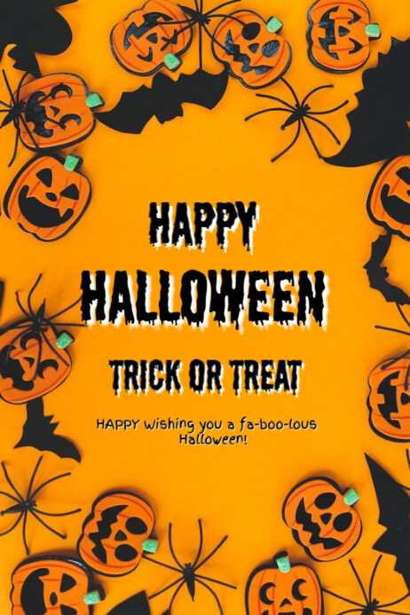 Orange Joyful Happy Halloween Poster Template | PosterMyWall
