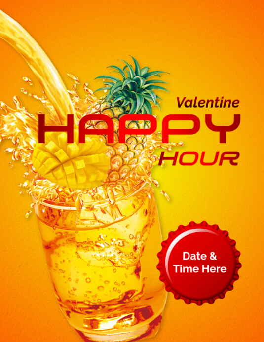 Orange Joyful Happy Hour Flyer Flyer (us Letter) template