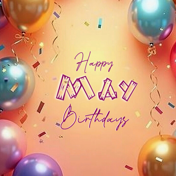 Orange Joyful Happy May Birthdays  Instagram Post template