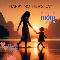 Orange Joyful Happy Mother's Day Square (1:1) template
