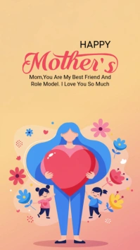 Orange Joyful Happy Mothers Day Instagram Story template