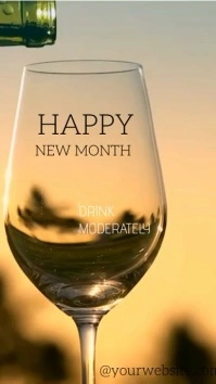 Orange Joyful Happy New Month  Digital Displa Affichage numérique (9:16) template