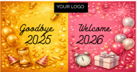 Orange Joyful Happy New Year  Facebook Shared Image template