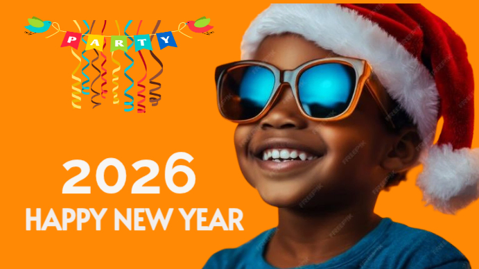 Orange Joyful Happy New Year Youtube Thumbnail Template | PosterMyWall