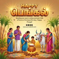 Orange Joyful Happy Ponga Square (1:1) template