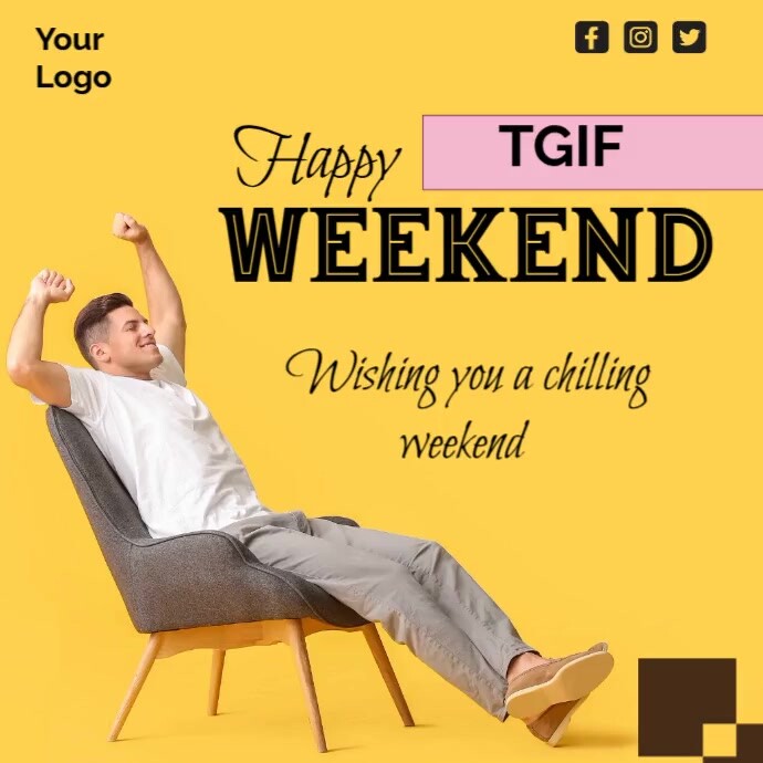 Orange Joyful Happy Weekend Social Media Post Instagram Post Template ...