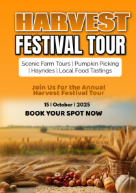 Orange Joyful Harvest Festival Tour A1 template