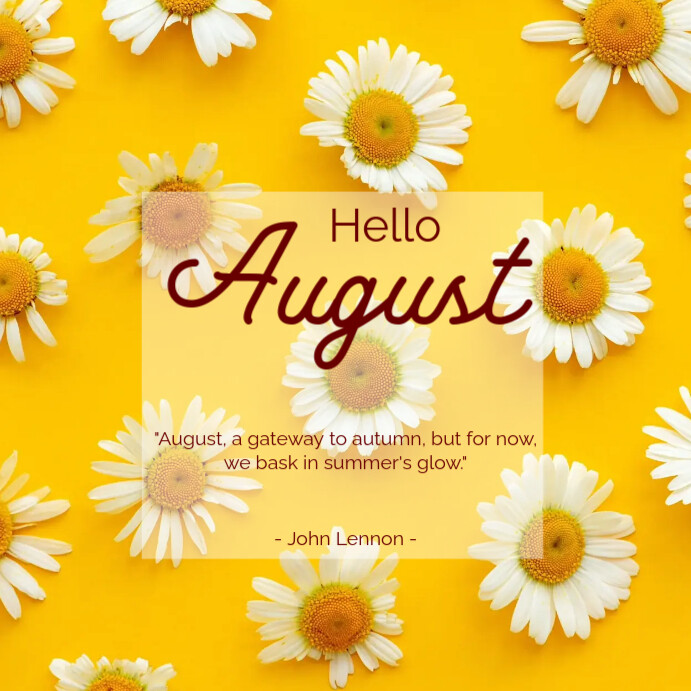 Aug Fall Posts Orange Joyful Hello August Instagram Post Template | PosterMyWall