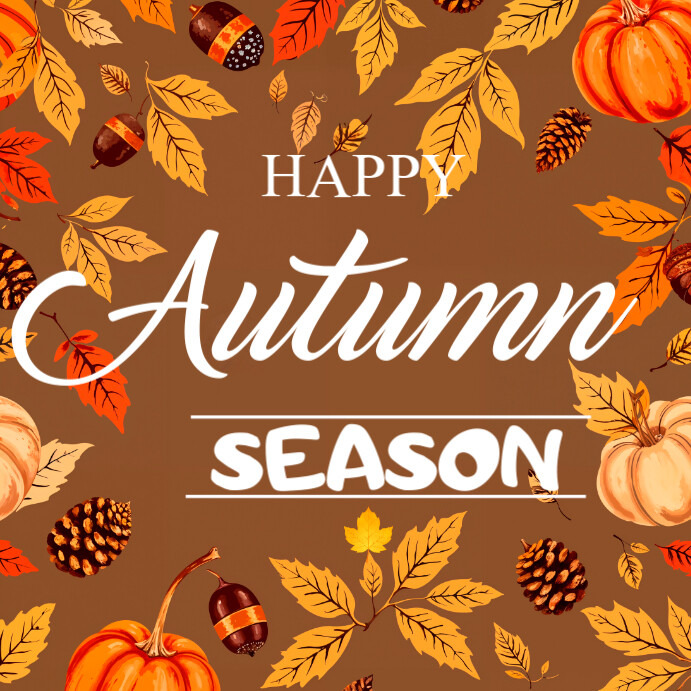 Orange Joyful Hello Autumn, Autumn Fall, Fall Sale, Autumn Instagram Post template