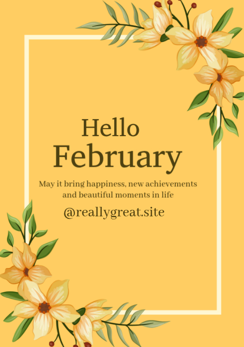 Orange Joyful Hello February A4 Template | PosterMyWall