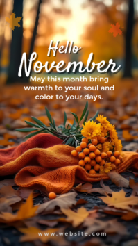 Orange Joyful Hello November Instagram Story template