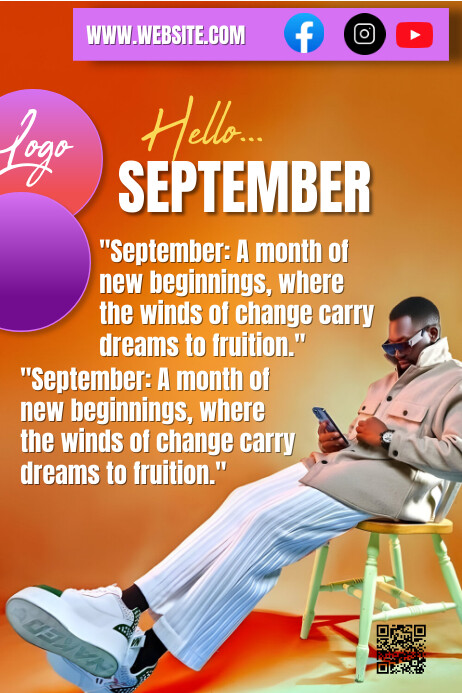 Plantilla de Orange Joyful Hello September Poster | PosterMyWall