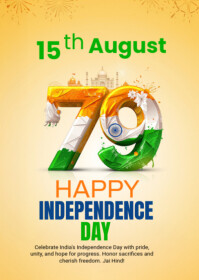 Orange India Independence Day Celebration A6 Template