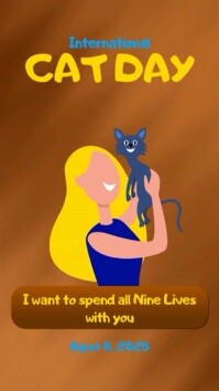 Orange Joyful International Cat Day 2025 Instagram Story template