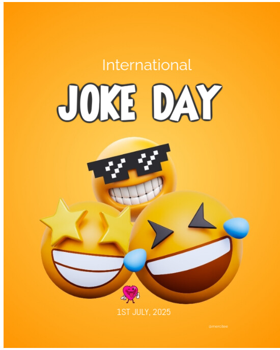 Orange Joyful International Joke Day  Instagram Portrait template