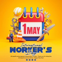 Orange Joyful International Worker's Day Square 方形(1:1) template