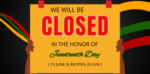 Orange Joyful Juneteenth Day Closed  Eventbrite Banner template