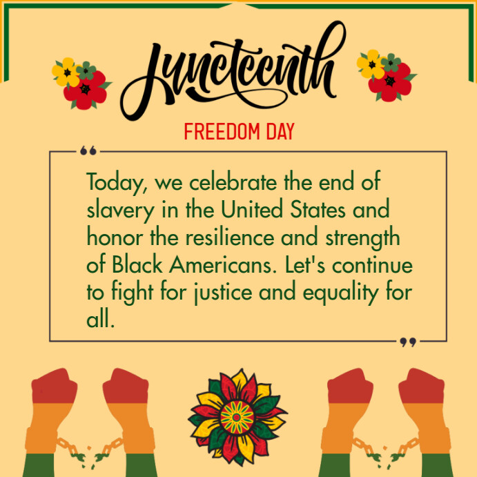 Orange Joyful Juneteenth Freedom Day  Instagram Post template
