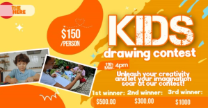 Orange Joyful Kids Drawing Contest Facebook Shared Image template