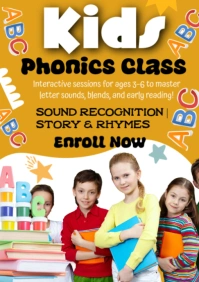 Orange Joyful Kids Phonics Class A2 template