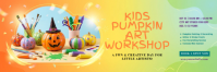 Green Kids Pumpkin Art Workshop Nagłówek na Twittera Template