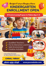 Orange Joyful Kindergarten Enrollment A4 template