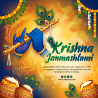 Orange Krishna Janmashtami Celebration Post Instagram Template