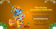 Orange Joyful Krishna Janmashtami Facebook Ad template
