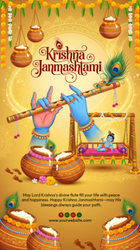 Arancione Krishna Janmashtami Instagram-verhaal Template