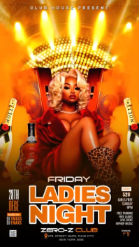 Orange Joyful Ladies Night Club Party Instagram Story template