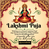 Orange Joyful Lakshmi Puja  Instagram Post template