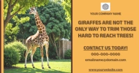 Orange Joyful Landscaper Advertisement Funny With Giraffe Eating Tree Leaves Facebook Shared Image template
