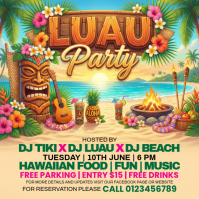 Orange Joyful Luau Party Square Persegi (1:1) template