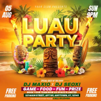 สีส้ม Luau Party Квадрат Template