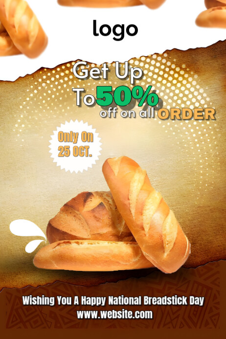 Orange Joyful National Breadstick Day Poster Template | PosterMyWall