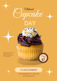 Orange Cupcake Day Celebration A4 Template