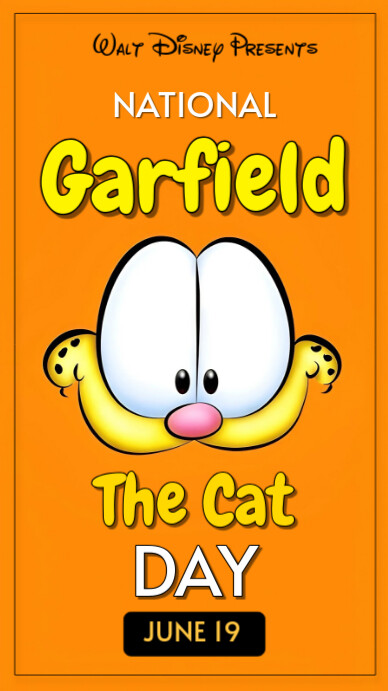 Orange Joyful National Garfield The Cat Day  Instagram Story template