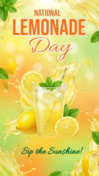 橙色 National Lemonade Day Instagram Story Template