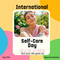 Orange Joyful National Self-care Day Instagram Post template