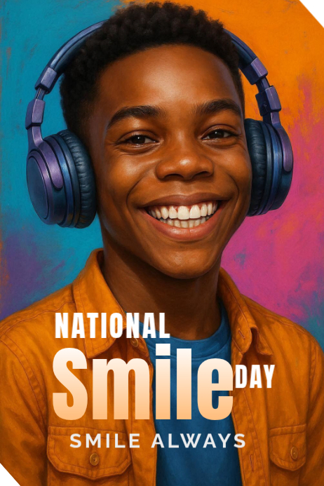 Orange Joyful National Smile Day Poster Template | PosterMyWall