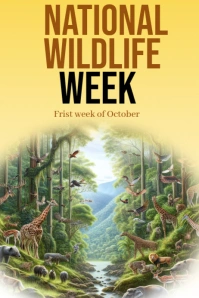 Orange Joyful National Wildlife Week Poster template