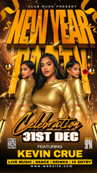 Orange Joyful  New Year Party Flyer Instagram Story template