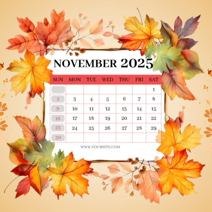 Copy of Orange Joyful November Calendar Instagram Post | PosterMyWall