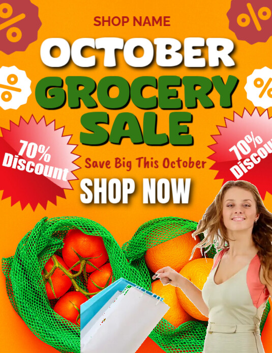 Orange Grocery Sale Flyers Template | PosterMyWall